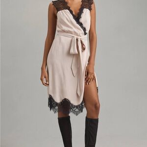 By Anthropologie Sleeveless V-Neck Lace Wrap Midi Dress size S NWT